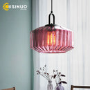 Axyaa Glass Pendant Light: Colorful Amber Green Orange Chandelier for Living Room, E27 Loft Lighting