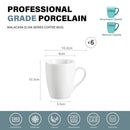 Axya Elisa 6-Piece 360cc Porcelain Coffee Mug Set, Ivory White, for Milk & More