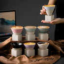 Axyaa Hand-Painted Ceramic Espresso Coffee Cup Set with Base.