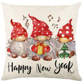 Axyaa Christmas Party Santa Dwarf Print Pillow Cover