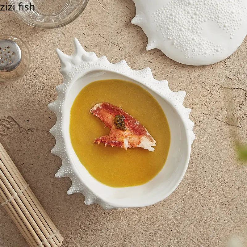 Axya Crab-Shaped Ceramic Soup Bowl with Lid, Restaurant Specialty Tableware