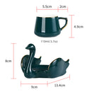 Axyaa Swan Ceramic Coffee Cup and Plate Set, 110ml Creative Mug