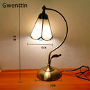 Axyaa Mediterranean Tiffany Stained Glass Table Lamp Vintage LED Desk Light