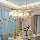 Axyaa Nordic Crystal Rectangle Chandelier - Luxury Pendant Light for Kitchen Island