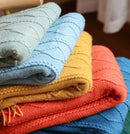 Axyaa Knitted Throw Blankets: Cozy Chunky Textured Vintage Gift, Tassel Trim