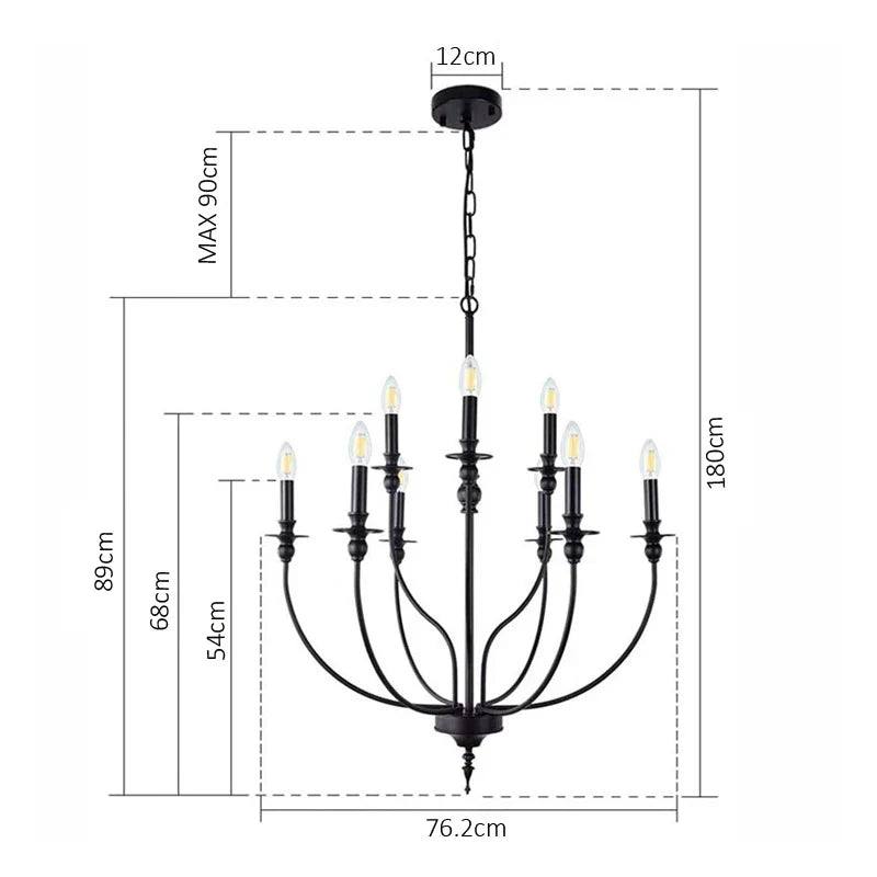 Axyaa Retro Industrial Chandelier with 9 E14 Candle Lights.