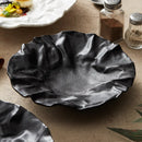 Axya Ceramic Dinner Plate Set for Home Kitchen & Restaurant - Wrinkled Texture, Steak, Salad & Snack Plates