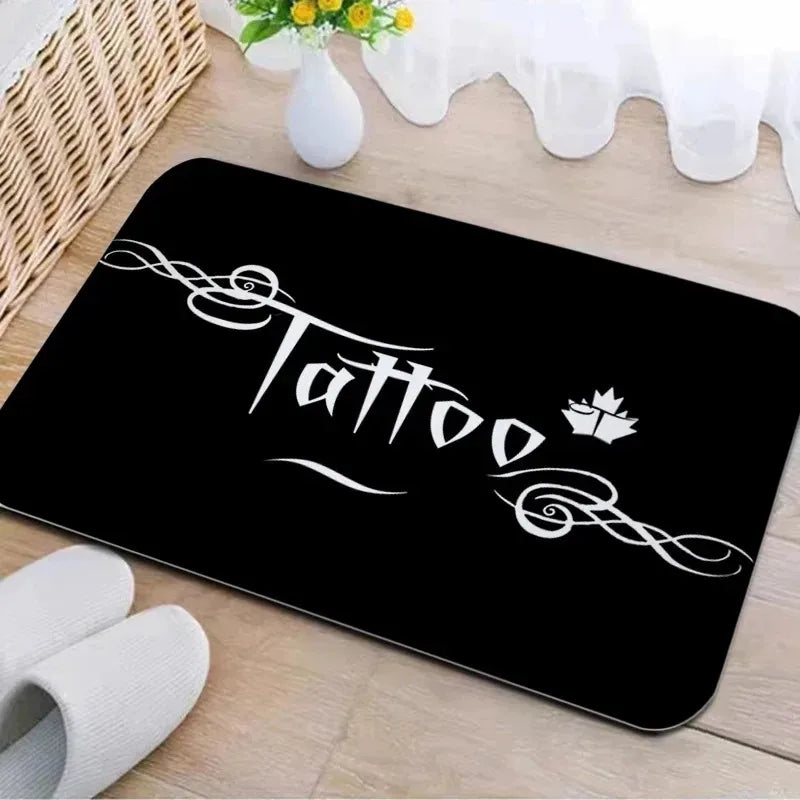 Axyaa Tattoo Shop Mat Indoor Welcome Door Mat Washable Non-Slip Absorbent Carpet