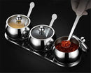 Axya Stainless Steel Glass Lid Seasoning Box Salt Pepper Jars for Spices Bottle