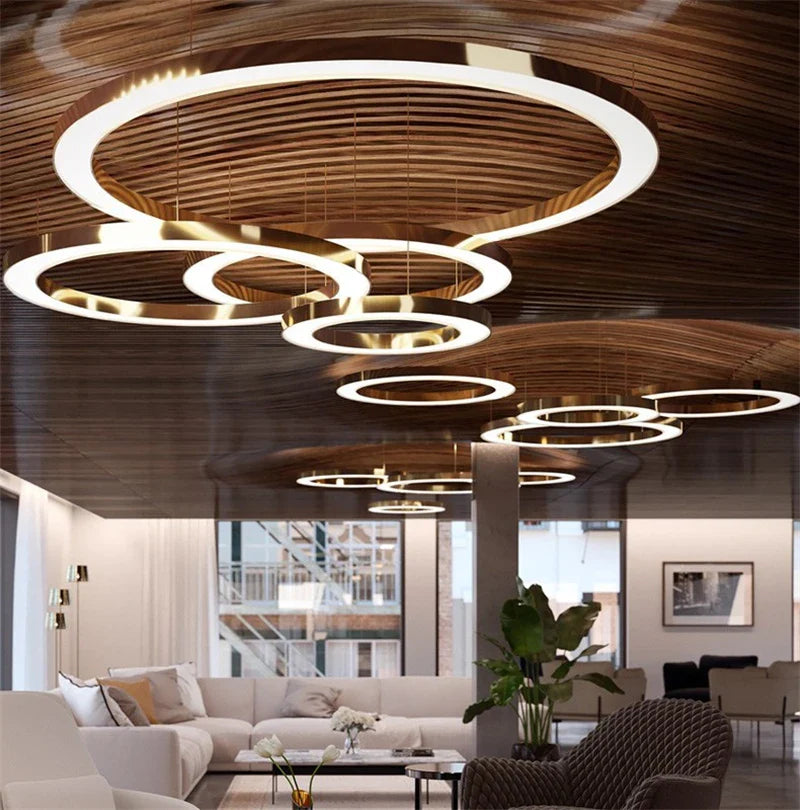 Axyaa Gold Ring LED Pendant Light for Dining & Living Room