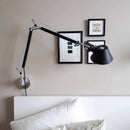 Axyaa Modern Silver Black Wall Lamp, Rotatable, E27 Bulb, Switch, Bedroom Study Sconce
