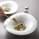 Axyaa White Ceramic Irregular Shaped Deep Soup Plate - High-End Tableware