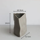 Axyaa Triangle Wrinkle Ceramic Vase for Desk Decoration and Floral Arrangement