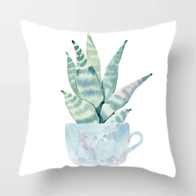 Axyaa Watercolor Cactus Flower Pillow Case 45x45cm