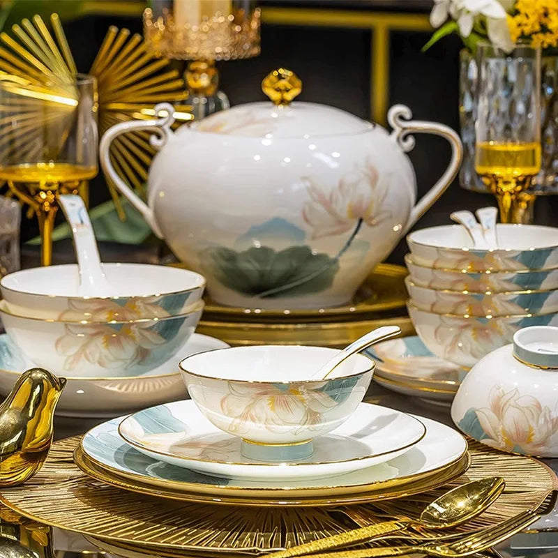 Axya Luxury Bone Dinnerware Set - 70 Piece European Tableware Collection