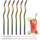 Axyaa Stainless Steel Reusable Metal Straws Set - 8Pcs Bar Accessory & Cocktail Party Favor