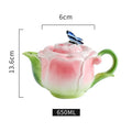 Axyaa Ceramic Rose Butterfly Teacup Set Milk Coffee Cup Camellia Afternoon Exquisite