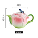 Axyaa Ceramic Rose Butterfly Teacup Set Milk Coffee Cup Camellia Afternoon Exquisite