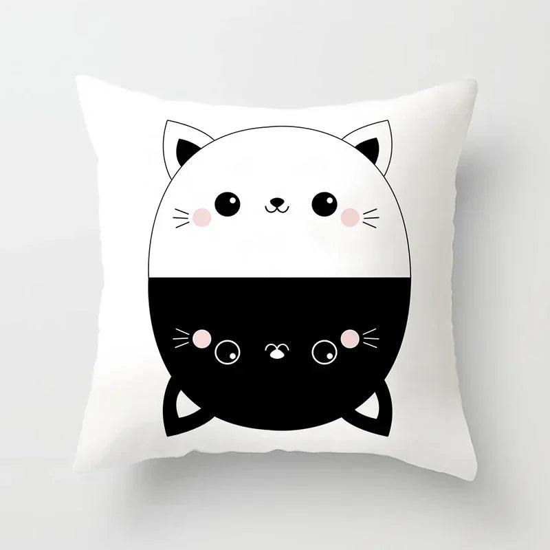 Axyaa Cat Sofa Pillow Cover - Cartoon Style Home Decor Pillowcase