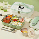 Axyaa Stainless Steel Bento Lunch Box Set - Large Capacity with Tableware