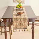 Axyaa Green Jacquard Table Runner with Tassels