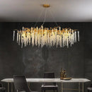 Axyaa Modern Crystal LED Chandelier Dining Room Gold Aluminium Pendant Light