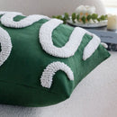 Christmas Boho Green Red 45x45 Tufted Pillow Cover, Farmhouse Sofa Decor, Axyaa Brand