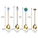 Axyaa Stainless Steel Cartoon Spoon Set - Coffee Dessert Ice Cream Gold Cutlery
