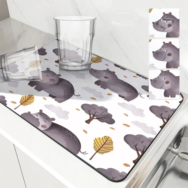 Axyaa Absorbent Square Drain Pad Set for Kitchen and Bathroom