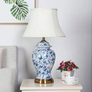 Axyaa Blue Ceramic Desk Lamp - Classic Retro Style for Living Room or Bedroom