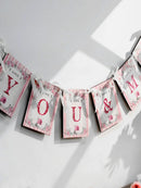 Rustic Wooden LOVE Banner, Pink Floral Bridal Garland, Axyaa Engagement/Wedding Decor