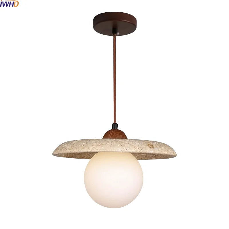 Axyaa White Glass Ball LED Pendant Lights Wabi Sabi Hanging Lamp