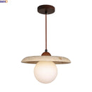 Axyaa White Glass Ball LED Pendant Lights Wabi Sabi Hanging Lamp for Home Decor
