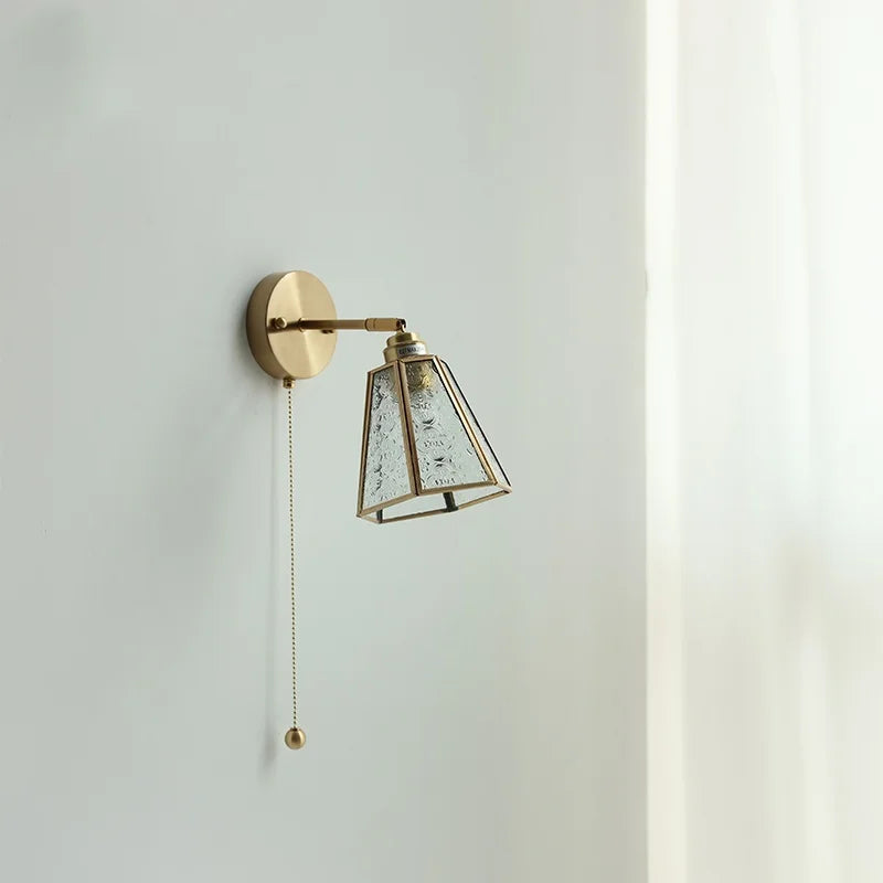 Axyaa Clear Glass LED Wall Lamp Gold Brass Finish Japan Style Home Décor