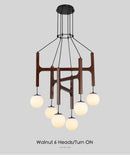 Axyaa Retro Solid Wood Chandeliers with Glass Ball Pendant Lamps for Home Decor