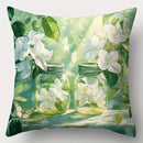 Axyaa Green Fresh Flower Sofa Pillow Case Set, 4 Pieces