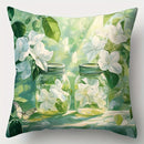 Axyaa Green Flower Sofa Pillow Case 4pcs Set, 17.7" Single-Sided Print, Home Decoration