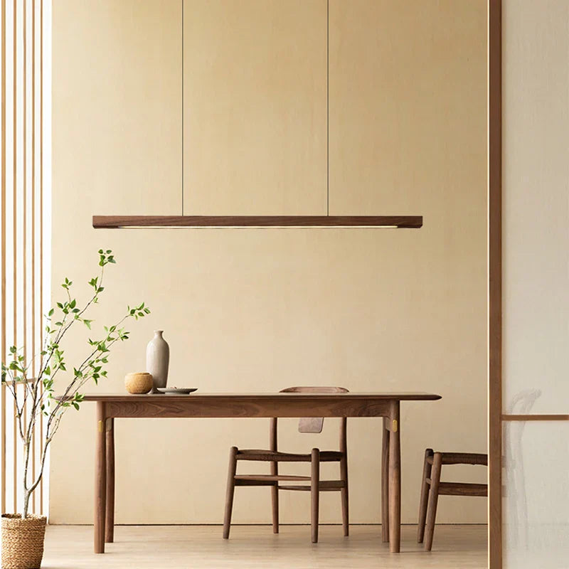Axyaa Minimalist Wood LED Pendant Light for Dining Room, Bar, and Office