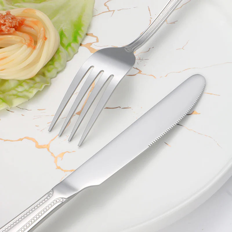 Axyaa Stainless Steel Tableware Set - Knife, Fork, Spoon & Steak Set