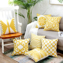 Axyaa Yellow Geometric Floral Embroidered Cushion Cover - 45x45cm