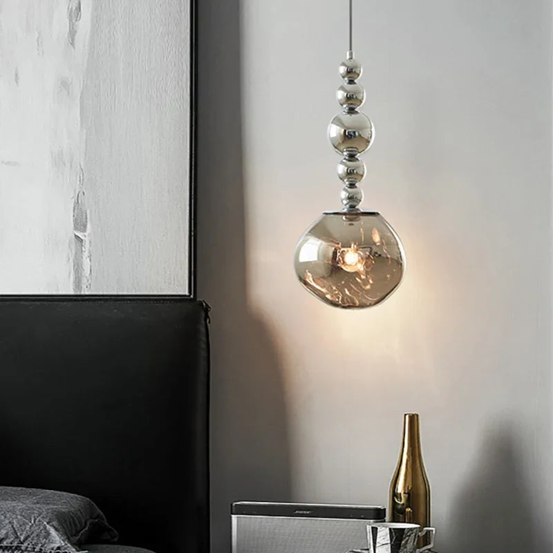 Axyaa Nordic Luxury Round Chandelier for Bar Counter, Bedroom, and Restaurant, Postmodern Lava Lamp