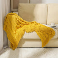 Axyaa Summer Knitted Blanket Cover Solid Color Acrylic Bohemian Sofa Blanket 127x176