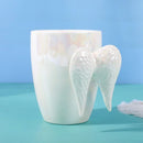 Axyaa Angel Wings Ceramic Mug with Gold Handle - White, 380ml