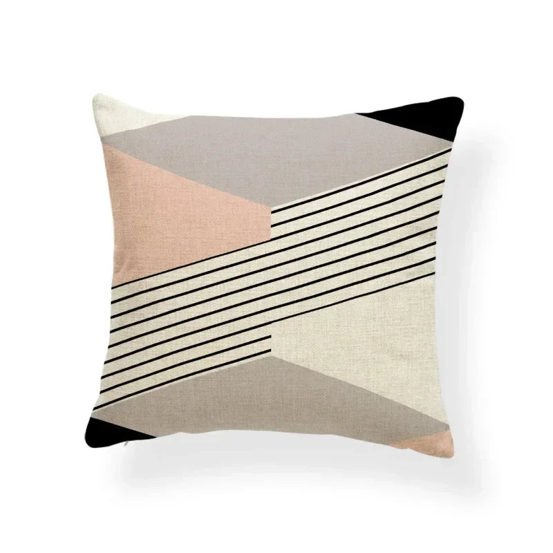 Axyaa Pink Stripe Linen Home Decor Pillowcase 45x45cm Sofa Eye Pillow