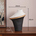 Axyaa Black White Color Block Ceramic Vase Gold Plant Pot Room Decor Aesthetic