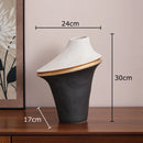 Axyaa Black White Color Block Ceramic Vase Gold Plant Pot Room Decor Aesthetic