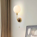 Axyaa Gold Brass Wall Light With Wood Sconce, E27 Bulb, White Ceramics