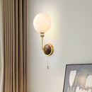 Axyaa Gold Brass Wall Light with Wood Sconce, E27 Bulb, White Ceramics