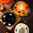 Axyaa Halloween Ceramic Cups and Saucers Set, Personalized Pumpkin Bat Design Mug