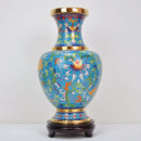Axyaa Lotus Cloisonne Vase: 10-inch Copper Room Decor with Thick Tire and Intricate Pattern
